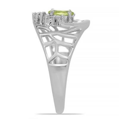 BUY REAL PERIDOT GEMSTONE CLASSIC RING IN STERLING SILVER